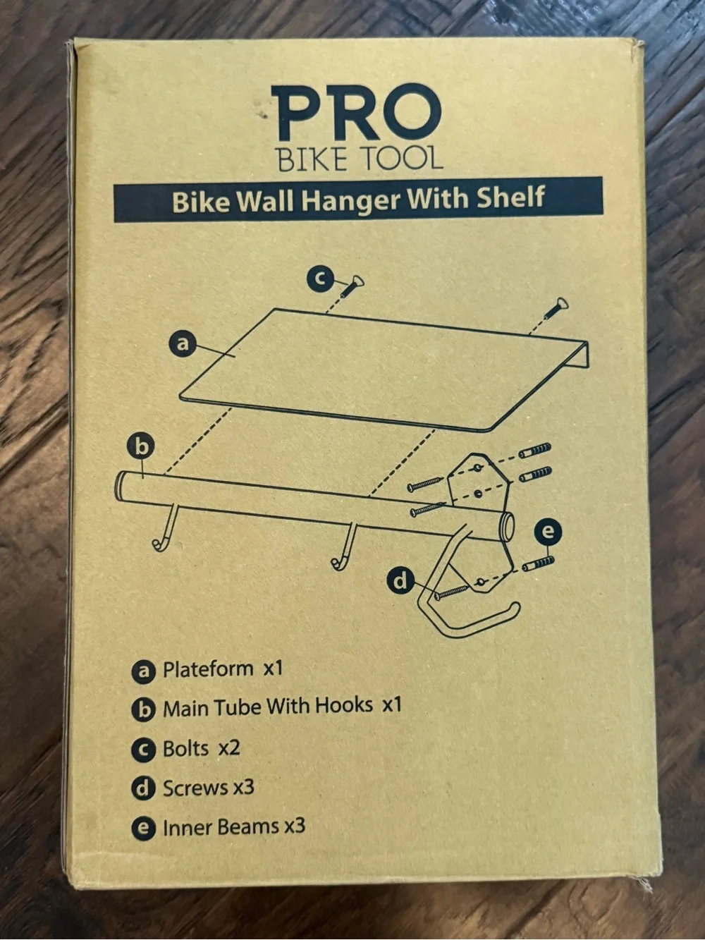 Wall-Mounted Bike Rack with Shelf and Hooks - Black - New opened Box